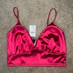 Windsor pink satin crop top